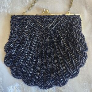 Elegant Black Beaded Clutch
